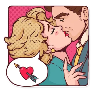 💏 kiss, love, heart, couple, romance, arrow, romantic, cartoon telegram sticker