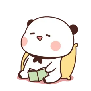 🍯 แพนด้า, น่ารัก, คาวาอิ, อ่านหนังสือ, หนังสือ, การ์ตูน, สัตว์ telegram sticker