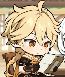 📖 Aether Genshin Impact 空 (Aether), 原神, ゲームキャラクター, アニメ風, ちびキャラ, 可愛い, カワイイ telegram sticker