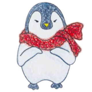🙂 pingouin, hiver, écharpe, mignon, animal, dessin animé telegram sticker