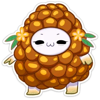 🍇 imut, bunga, karakter, stiker, kawaii, kerucut pinus telegram sticker