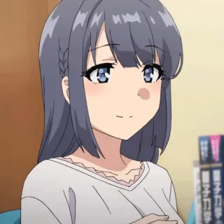 🙂 animé, fille, cheveux gris, mignon telegram sticker