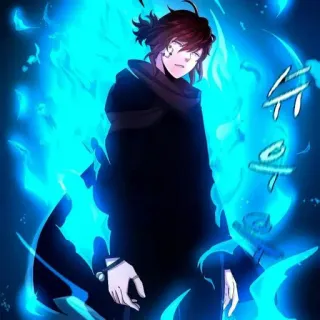 💜 アニメ, ファンタジー, 魔法, キャラクター, 青い炎, 男性キャラ, マンファ telegram sticker