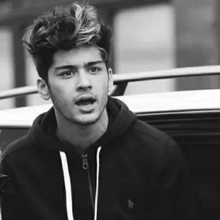 🖇 Zayn Malik 名人, 歌手, 肖像, 男人, 连帽衫, 黑白 telegram sticker