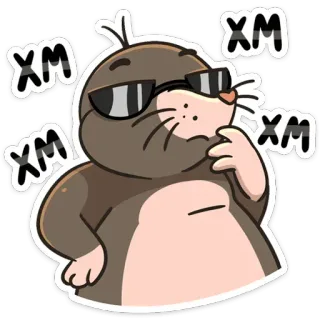 🤔 XM XM XM XM talpa, occhiali da sole, cartone animato, cool, animale, adesivo whatsapp sticker