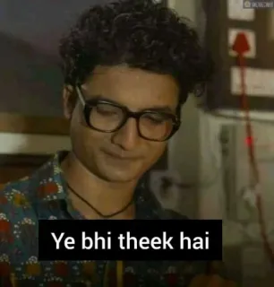 🙂 Ye bhi theek hai indiano, meme, divertente, ok, occhiali telegram sticker