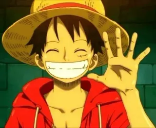 👋 Monkey D. Luffy One Piece Anime, One Piece, Monkey D. Luffy, Cartoon, Pirat, Strohhut whatsapp sticker