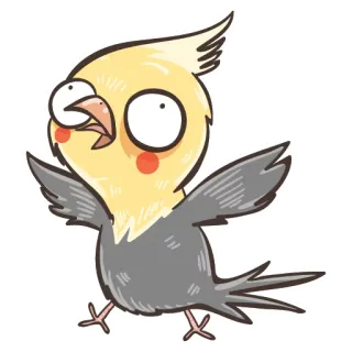 😫 calopsitta, uccello, divertente, carino, cartone animato, animale telegram sticker