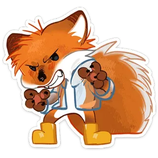 😠 zorro, enojado, dibujos animados, animal, pegatina telegram sticker