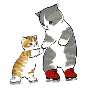 💗 kot, kociak, łyżwiarstwo, słodki, zwierzę, kreskówka, przyjaźń telegram sticker