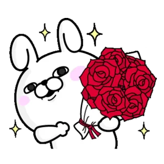 🌹 うさぎ, 花, 漫画, バラ, 可愛い, 花束 telegram sticker