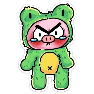 😡 青蛙, 猪, 生气, 可爱, 卡通, 贴纸 telegram sticker