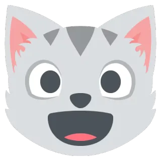 😺 Katze, Emoji, Sticker, Grau, Tier, Glücklich whatsapp sticker