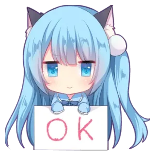 🆗 OK アニメの女の子, ちび, OK, かわいい, 可愛い, 承認 telegram sticker