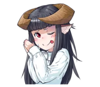😋 Anime Mädchen, Dämon, Hörner, süß, leckend, erröten telegram sticker