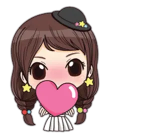 ❤ Desenho animado, Garota, Coração, Fofo, Kawaii, Anime telegram sticker