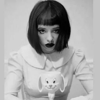 ▪️ Melanie Martinez Melanie Martinez, singer, celebrity, portrait, alternative, black and white, mug, woman telegram sticker