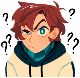 ❔ pergunta, confuso, pensando, desenho animado, personagem, expressão telegram sticker