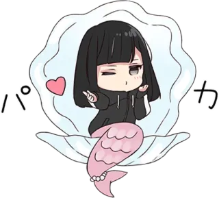 😘 パカ Anime, Mangá, Sereia, Kawaii, Fofo, Personagem, Arte digital telegram sticker