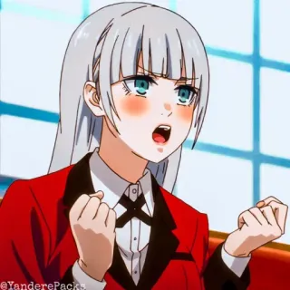 🥢 anime, girl, excited, kakegurui whatsapp sticker