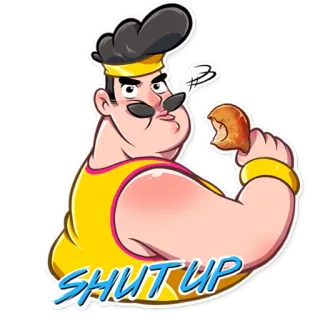 😠 SHUT UP 만화, 화난, 음식, 닥쳐, 제스처 telegram sticker