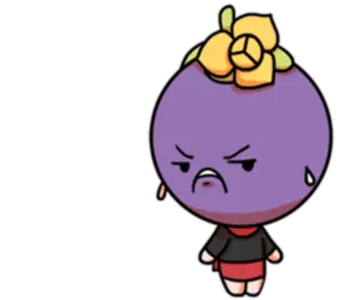 😠 mangostan, zły, słodki, naklejka, owoc, kreskówka telegram sticker