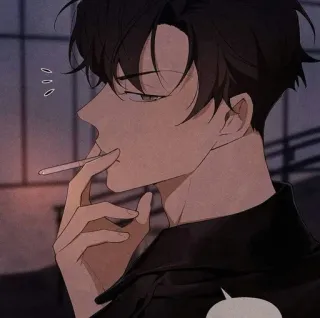 ❓ uomo, sigaretta, fumare, anime, manga, arte, maschio telegram sticker