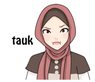 😕 mujer, hiyab, enojada, frustrada, dibujos animados, niña telegram sticker