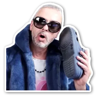 🤙 mann, sonnenbrille, pelzmantel, schuh, croc, lustig, porträt telegram sticker