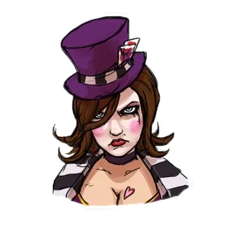 😠 Mad Moxxi Borderlands video game, character, purple hat, clown, angry, mad moxxi telegram sticker