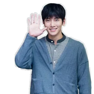 👋 pessoa, homem, coreano, ator, acenando, saudação, alegre whatsapp sticker