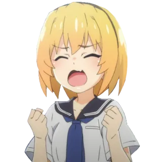 😖 Anime, Chica, Feliz, Emocionado/a, Uniforme escolar whatsapp sticker