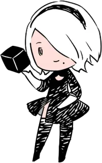 🙂 2B Nier: Automata 2B, ニーア オートマタ, アンドロイド, アニメ, ゲーム, キャラクター telegram sticker