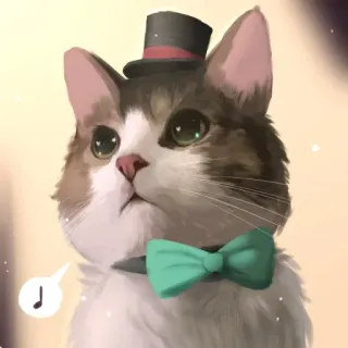 🧐 chat, chaton, animal, animal de compagnie, mignon, nœud papillon, haut-de-forme, formel whatsapp sticker