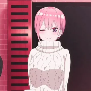 🦊 Ichika Nakano The Quintessential Quintuplets Anime, Ichika Nakano, Las Quintillizas, Guiño, Lindo, Suéter telegram sticker