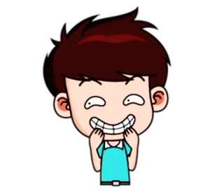 😈 Cartone animato, Espressione, Felice, Ragazzo, Sorriso, Personaggio telegram sticker