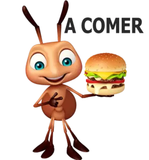 🍔 A COMER formica, cibo, hamburger, a tavola, cartoni animati whatsapp sticker