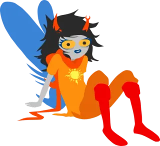 ☺️ Hoạt hình, Nhân vật, Màu cam, Màu xanh dương, Đôi cánh, Fantasy, Ngồi telegram sticker