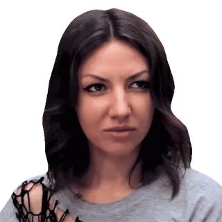 🤨 女性, 人物, ポートレート, ブルネット, 表情 telegram sticker