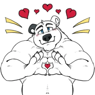 ❣ ours, dessin animé, amour, cœur, animal, illustration telegram sticker