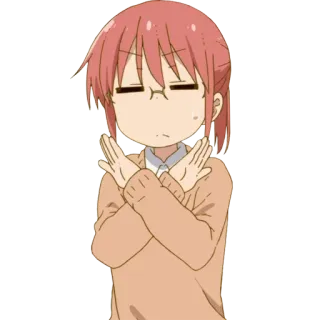❌ Anime, Ragazza, No, Croce, Braccia, Carino telegram sticker