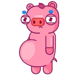 😕 pig, cartoon, animal, pink, cute whatsapp sticker