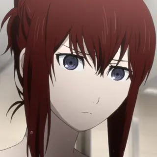 ⏱ Kurisu Makise Steins;Gate Anime, Personagem, Retrato, Ruiva, Garota whatsapp sticker