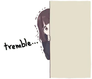 😖 tremble... Garota anime, Tremendo, Escondido/a, Assustado/a, Tímido/a, Adesivo anime, Espiando telegram sticker