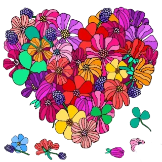 ❤️ flores, corazón, colorido, floral, naturaleza, planta telegram sticker