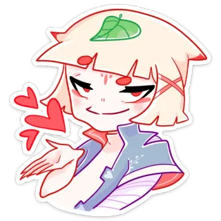 ❤️ Anime, Personaggio, Carino, Foglia, Rossore, Cuori whatsapp sticker