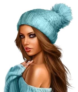 😐 mujer, gorro de invierno, retrato, belleza, moda, chica telegram sticker