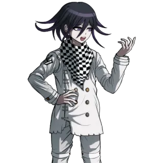 😒 Kokichi Oma Danganronpa аниме, Данганронпа, Кокичи Ома, персонаж, фиолетовые волосы, в клетку telegram sticker