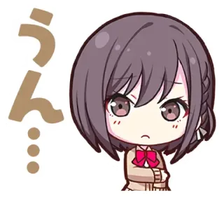 😕 うん аниме, девушка, выражение, милый, японский whatsapp sticker