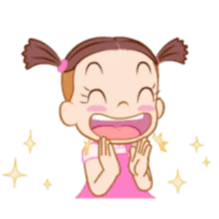 👏 Dibujos animados, Feliz, Niña, Brillos, Lindo, Alegre whatsapp sticker